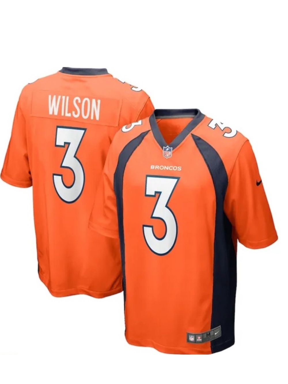 Nike Orange and Navy Denver Broncos #3 Football Jersey - Wilson Large